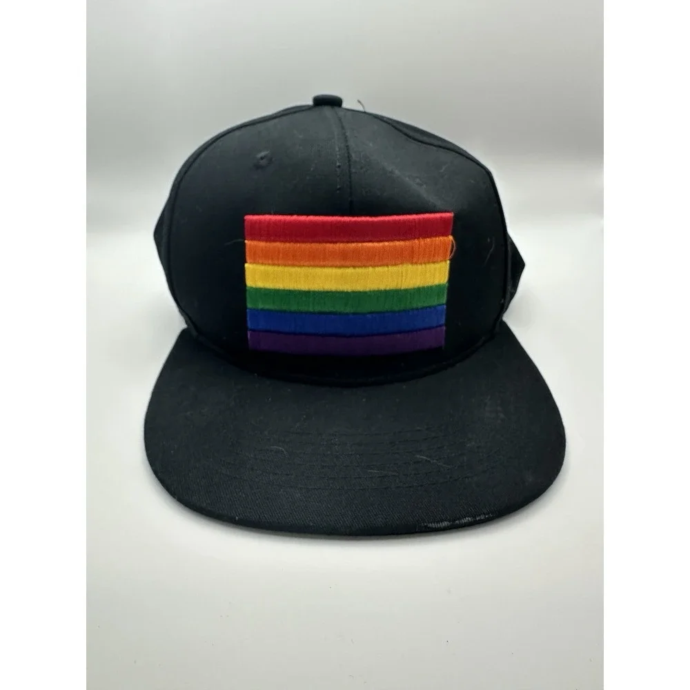 Rainbow Snapback Trucker Hat Black Mesh Back Cap One Size‎ Flat Bill
